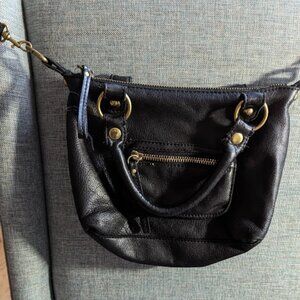 linea pelle black leather shoulder / tote bag